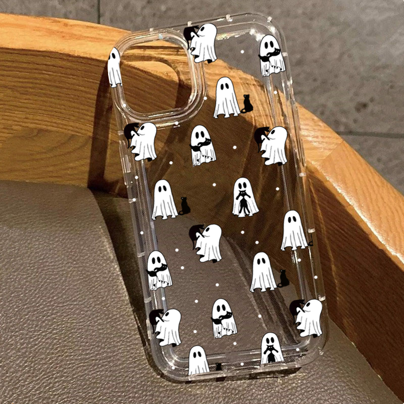 Phone Cases Clear - Coque transparente imprimée fantôme et fleurs